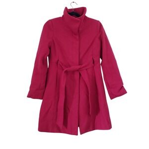 Old Navy Womens Magenta Pink Wool Blend Trench Coat Size S Bold Preppy Classic